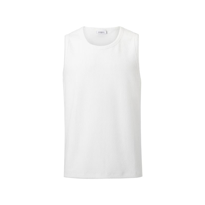 SANBAI 叁佰【立体坑条背心】男夏季新款健身运动纯色宽松打底衫