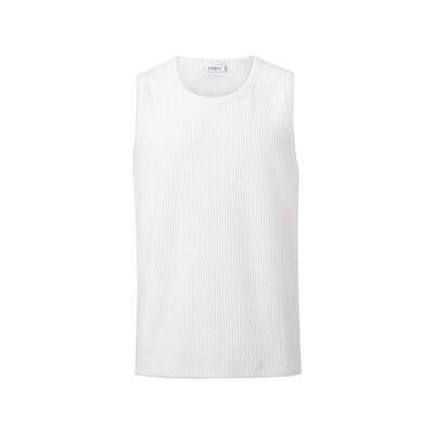 SANBAI叁佰纯色坑条纹无袖背心