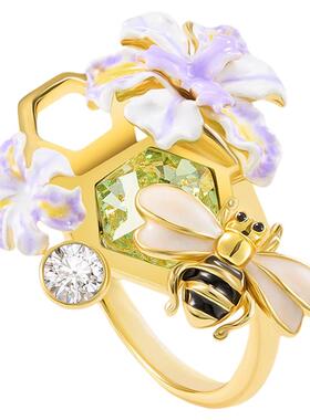 紫色鸢尾花蜜蜂手链女