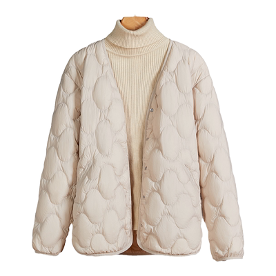 轻薄款短款羽绒内胆雅鹿V领