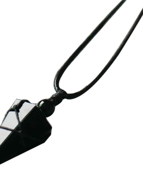 原创天然黑曜石水晶灵摆吊坠项链