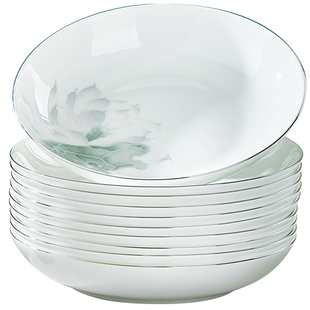 骨瓷盘子菜盘家用2026新款陶瓷餐具高档轻奢简约银边碗盘组合套装