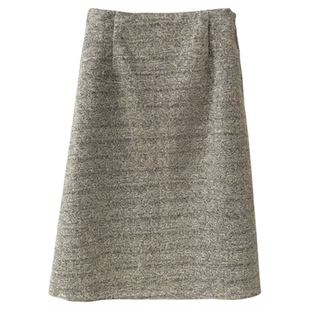 秒发！梦中情裙~韩国25冬OUNCE高级感简约高腰银丝线短款半身裙女