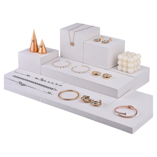 高档珠宝首饰展示架戒指手串手链项链亚麻展示陈列架柜台直播道具