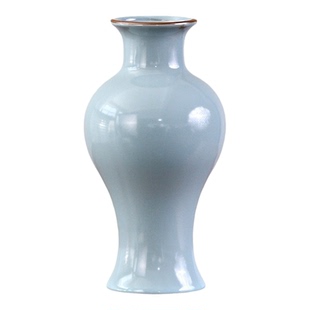 宋代美学天青色汝窑花瓶陶瓷景德镇水培鲜花花插复古禅意花器开片