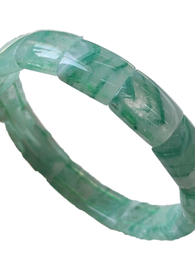 天然翠幽灵水晶手排聚宝盆手串女