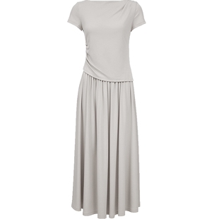 ONLY2026春季新款不规则显瘦捏褶舒适亲肤套装长裙伞裙连衣裙女