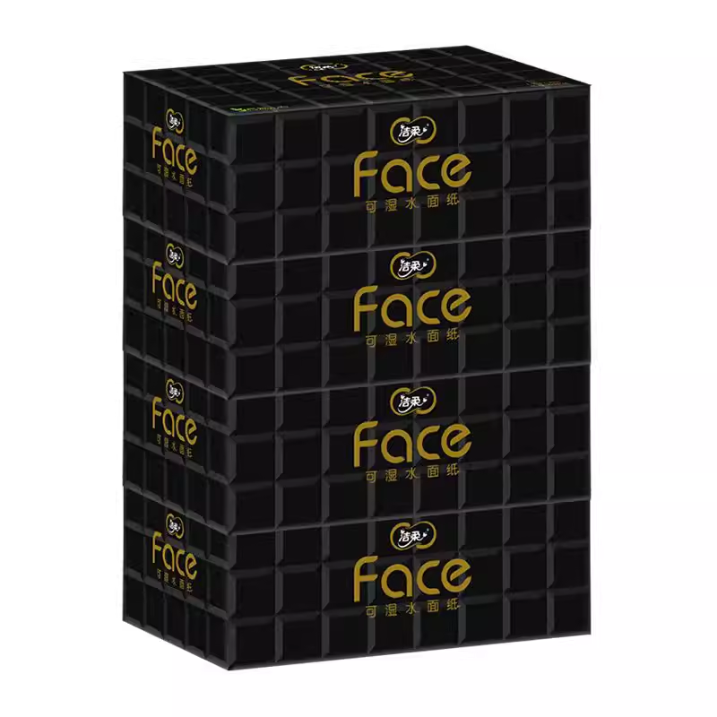 洁柔黑face80抽4盒4层加厚抽纸