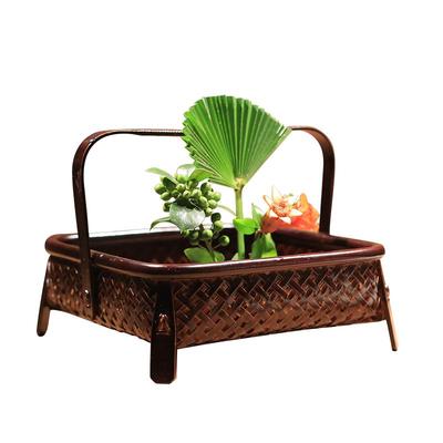 小原流风花道竹编田园日式摆件