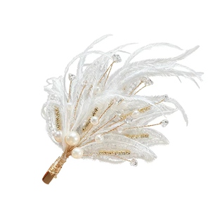 儿童新中式发饰女童超仙羽毛流苏发夹小女孩侧边夹刘海夹气质头饰