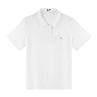 墨秋JK原创设计小禾白色POLO衫修身短袖女日系学院风正肩上衣