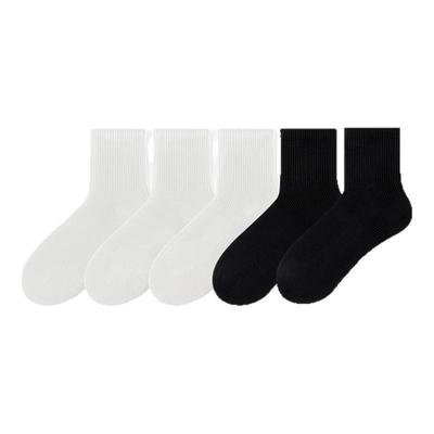 caramella纯色黑白潮流极简风中短筒袜子搭配类黑白秋冬中筒袜子