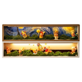 盲盒收纳盒手办防尘展示盒灯带立体中空相框diy场景装饰盲盒收纳