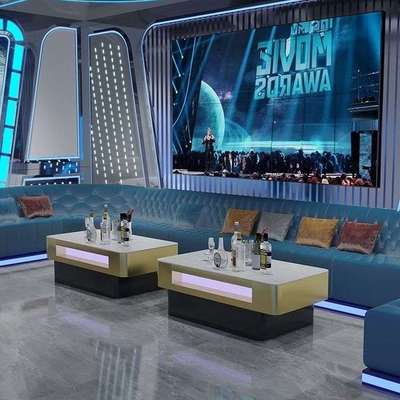 新款现货KTV轻奢专用茶几发光不锈钢桌子岩板包厢酒吧娱乐场所桌