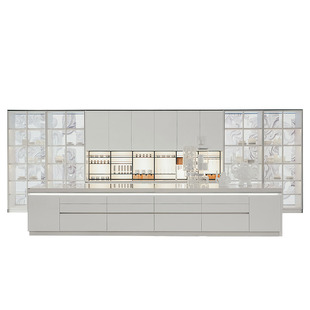 博洛尼全屋定制新品简约现代厨房开放岩板台面整体橱柜订金科莫