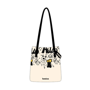 尼睿新款设计师原创手绘可爱卡通大容量托特包日常通勤帆布包包