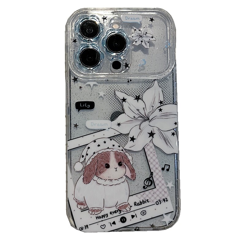 适用苹果系列iPhone17新款手机壳13pro/16promax可爱百合花小兔子15pro/14promax全包花朵镜框网红女款保护套