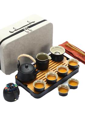 日式便携陶瓷功夫茶具套装