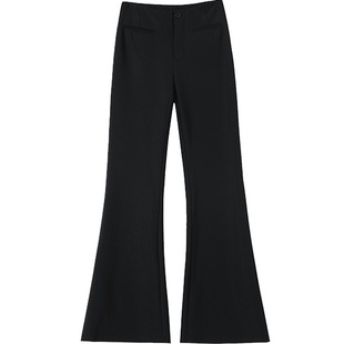 黑色微喇西装裤女2025新款高级感高腰垂感小个子显瘦西裤喇叭裤子