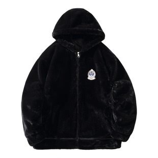 胖胖哥软糯毛绒棉服男款冬季潮牌加厚羊羔绒外套潮牌大码宽松棉衣