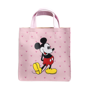 米奇包包迪士尼正版手提包粉红色米色灰色学生皮革包妈咪包托特包