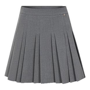GCRUES商场同款灰色高腰短款半身裙女秋季a字百褶裙 G07Q07A0562