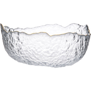 摩登主妇涟漪创意描金边透明玻璃碗家用异形碗水果碗甜品碗沙拉碗