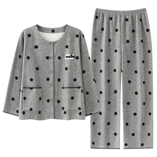 芬腾可安睡衣女款2026新款冬高级感薄绒加厚冬季圆点家居服秋冬天