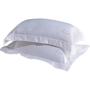 枕套一对装纯棉全棉100丝绸枕头套48x74cm家用单人枕芯套白色宾馆