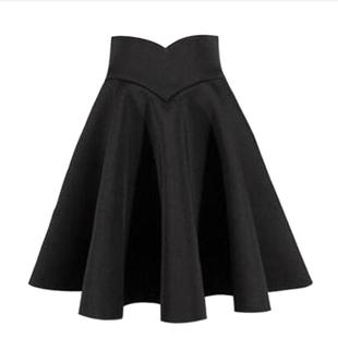 黑色半身裙大码短裙高腰蓬蓬裙女秋冬半裙太空棉裙子百褶蓬蓬伞裙