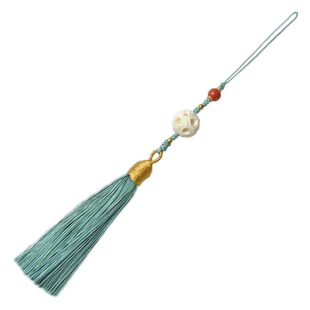 猛犸象牙吊坠女男南红单珠散珠子钥匙扣手机链猛犸牙雕鬼工球吊坠