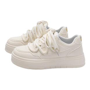 环球百搭小白鞋女款2025新款秋季爆款鞋子女配裙子休闲厚底板鞋潮