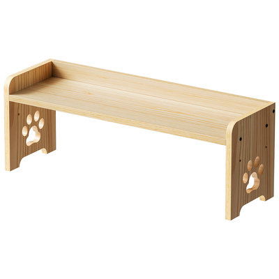 实木双档可调高度宠物食盆增高架