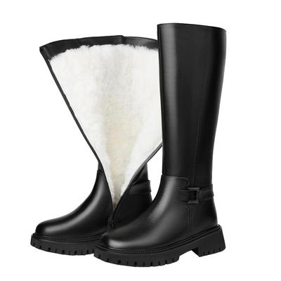 真皮加绒长靴皮毛一体女鞋雪地靴