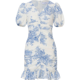 sincethen法式短款碎花裙v领度假裙子小个子短裙仙女连衣裙女夏季