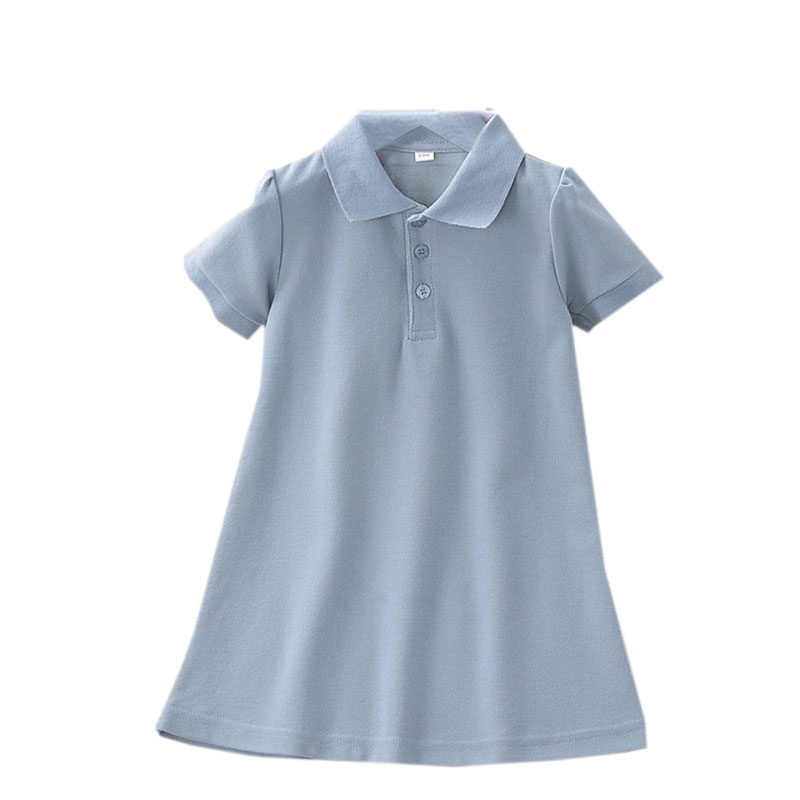 童装儿童女童夏装新款宝宝Polo裙子中长款翻领短袖运动连衣裙夏季