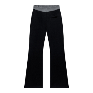 橘子树在哪儿腰头撞色休闲弹力喇叭裤女春季修身显瘦垂感拖地卫裤