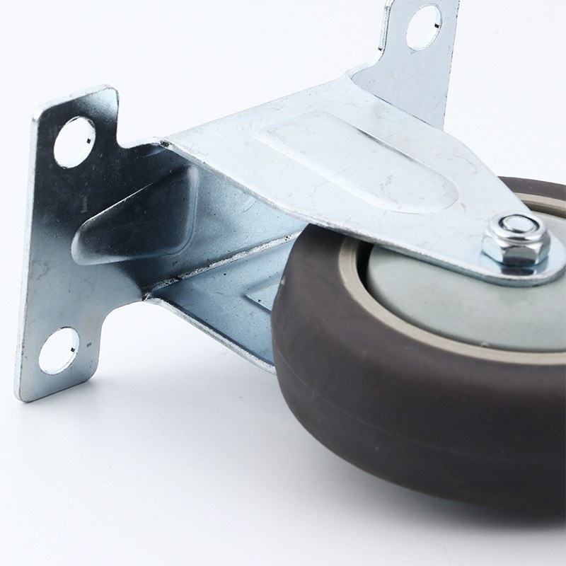 新款直销灰胶TPR脚轮2寸轻型餐车手推车平底万向轮4寸橡胶轮丝杆