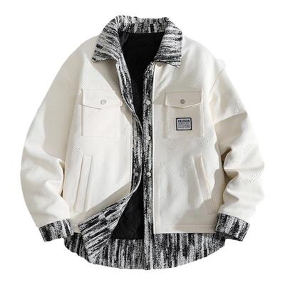 冬季男夹克外套加棉加厚上衣翻领