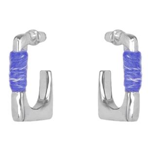 PANCY复古秋冬学院风蓝毛绒设计耳环几何金属气质耳钉简约高级感