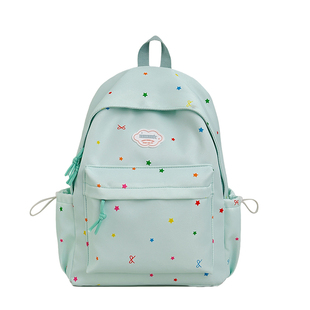 书包女生高中生大容量薄荷绿色波点韩系ins双肩包初中生女孩背包