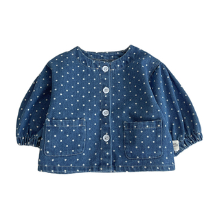 女童春秋装新款牛仔外套婴幼儿洋气波点休闲百搭小开衫女宝宝童装