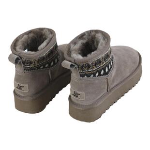 全羊毛雪地靴女2024新款冬季民族风厚底加绒皮毛一体防滑短筒棉鞋