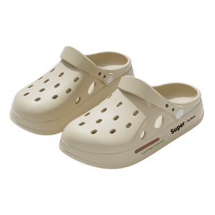 厚底洞洞鞋男款夏季外穿2025新款防滑沙滩凉鞋踩屎感户外拖鞋女士