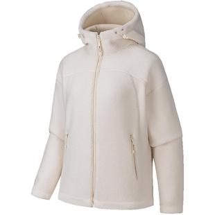 安踏羊羔绒外套女士冬季新款宽松连帽保暖加厚针织上衣162546702