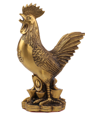 工艺纯铜元宝鸡客厅卧室装饰品