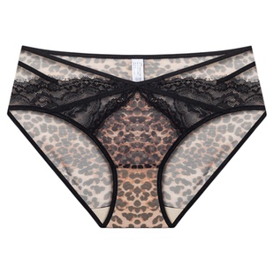 维多利亚多培尔性感豹纹镂空内裤女士2025新款法式蕾丝纯欲三角裤