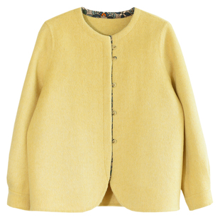 GESGOO简约双面呢羊毛大衣秋冬女2025新款圆领超好看初冬毛呢外套