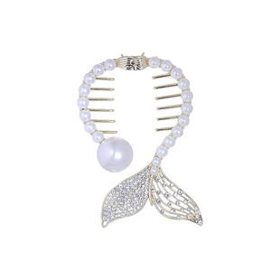 高级感珍珠鱼尾发夹女后脑勺丸子头抓夹懒人盘发神器气质马尾扣夹