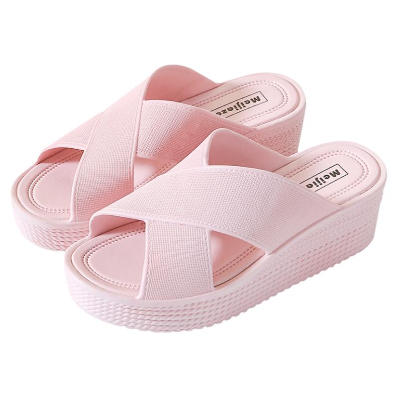 拖鞋女夏厚底高跟室内新款时尚增高居家用凉拖鞋浴室防滑坡跟外出